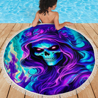 Flame Girl Skull Beach Blanket The Good Girl In Me Got Tired Of The Bullshit - Wonder Print Shop