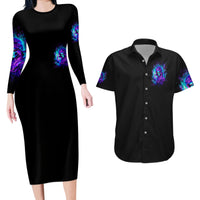 Flame Girl Skull Couples Matching Long Sleeve Bodycon Dress and Hawaiian Shirt The Good Girl In Me Got Tired Of The Bullshit - Wonder Print Shop