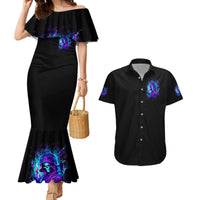 Flame Girl Skull Couples Matching Mermaid Dress and Hawaiian Shirt The Good Girl In Me Got Tired Of The Bullshit - Wonder Print Shop