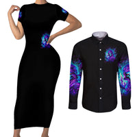 Flame Girl Skull Couples Matching Short Sleeve Bodycon Dress and Long Sleeve Button Shirt The Good Girl In Me Got Tired Of The Bullshit - Wonder Print Shop