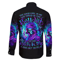 Flame Girl Skull Family Matching Off Shoulder Short Dress and Hawaiian Shirt The Good Girl In Me Got Tired Of The Bullshit - Wonder Print Shop