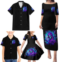 Flame Girl Skull Family Matching Puletasi and Hawaiian Shirt The Good Girl In Me Got Tired Of The Bullshit - Wonder Print Shop