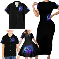 Flame Girl Skull Family Matching Short Sleeve Bodycon Dress and Hawaiian Shirt The Good Girl In Me Got Tired Of The Bullshit - Wonder Print Shop