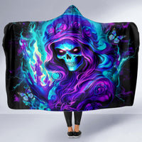 Flame Girl Skull Hooded Blanket The Good Girl In Me Got Tired Of The Bullshit