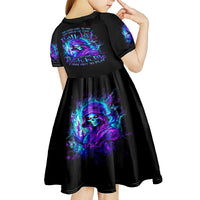 Flame Girl Skull Kid Short Sleeve Dress The Good Girl In Me Got Tired Of The Bullshit - Wonder Print Shop