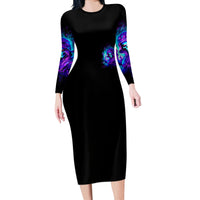 Flame Girl Skull Long Sleeve Bodycon Dress The Good Girl In Me Got Tired Of The Bullshit - Wonder Print Shop