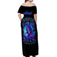 Flame Girl Skull Off Shoulder Maxi Dress The Good Girl In Me Got Tired Of The Bullshit - Wonder Print Shop