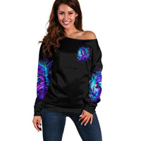 Flame Girl Skull Off Shoulder Sweater The Good Girl In Me Got Tired Of The Bullshit - Wonder Print Shop