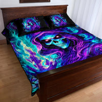 Flame Girl Skull Quilt Bed Set The Good Girl In Me Got Tired Of The Bullshit - Wonder Print Shop