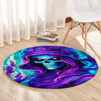 Flame Girl Skull Round Carpet The Good Girl In Me Got Tired Of The Bullshit