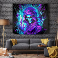 Flame Girl Skull Tapestry The Good Girl In Me Got Tired Of The Bullshit - Wonder Print Shop