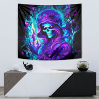 Flame Girl Skull Tapestry The Good Girl In Me Got Tired Of The Bullshit - Wonder Print Shop
