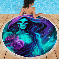 Flame Girl Skull Beach Blanket The Good Girl In Me Got Tired Of The Bullshit - Wonder Print Shop