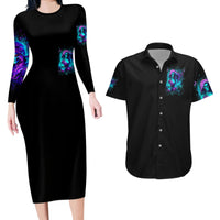 Flame Girl Skull Couples Matching Long Sleeve Bodycon Dress and Hawaiian Shirt The Good Girl In Me Got Tired Of The Bullshit - Wonder Print Shop