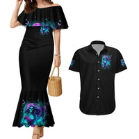 Flame Girl Skull Couples Matching Mermaid Dress and Hawaiian Shirt The Good Girl In Me Got Tired Of The Bullshit - Wonder Print Shop