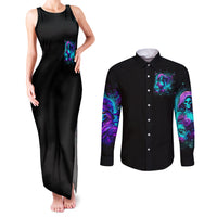 Flame Girl Skull Couples Matching Tank Maxi Dress and Long Sleeve Button Shirt The Good Girl In Me Got Tired Of The Bullshit - Wonder Print Shop