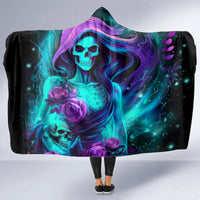 Flame Girl Skull Hooded Blanket The Good Girl In Me Got Tired Of The Bullshit