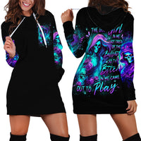 Flame Girl Skull Hoodie Dress The Good Girl In Me Got Tired Of The Bullshit - Wonder Print Shop
