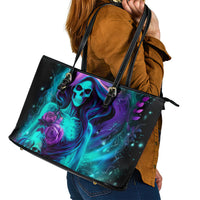 Flame Girl Skull Leather Tote Bag The Good Girl In Me Got Tired Of The Bullshit - Wonder Print Shop