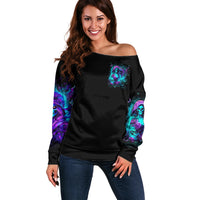 Flame Girl Skull Off Shoulder Sweater The Good Girl In Me Got Tired Of The Bullshit - Wonder Print Shop