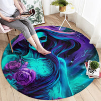 Flame Girl Skull Round Carpet The Good Girl In Me Got Tired Of The Bullshit