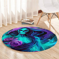 Flame Girl Skull Round Carpet The Good Girl In Me Got Tired Of The Bullshit