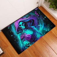 Flame Girl Skull Rubber Doormat The Good Girl In Me Got Tired Of The Bullshit - Wonder Print Shop