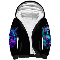 Flame Girl Skull Sherpa Hoodie The Good Girl In Me Got Tired Of The Bullshit - Wonder Print Shop