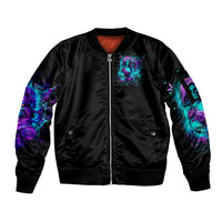 Flame Girl Skull Sleeve Zip Bomber Jacket The Good Girl In Me Got Tired Of The Bullshit - Wonder Print Shop