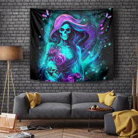 Flame Girl Skull Tapestry The Good Girl In Me Got Tired Of The Bullshit - Wonder Print Shop