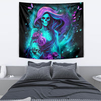 Flame Girl Skull Tapestry The Good Girl In Me Got Tired Of The Bullshit - Wonder Print Shop