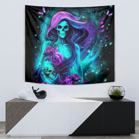 Flame Girl Skull Tapestry The Good Girl In Me Got Tired Of The Bullshit - Wonder Print Shop