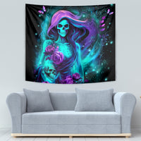 Flame Girl Skull Tapestry The Good Girl In Me Got Tired Of The Bullshit - Wonder Print Shop