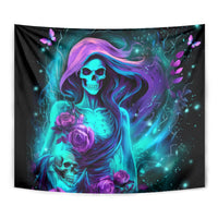 Flame Girl Skull Tapestry The Good Girl In Me Got Tired Of The Bullshit - Wonder Print Shop