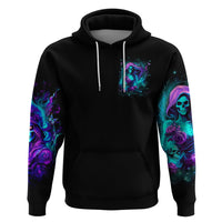 Flame Girl Skull Zip Hoodie The Good Girl In Me Got Tired Of The Bullshit - Wonder Print Shop