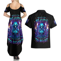 Witch Skull Couples Matching Summer Maxi Dress and Hawaiian Shirt Wake Up Beasuty I't Time To Beast - Wonder Print Shop