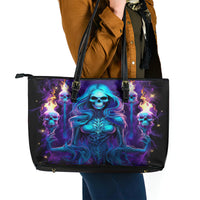 Witch Skull Leather Tote Bag Wake Up Beasuty I't Time To Beast - Wonder Print Shop