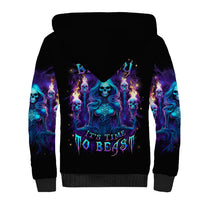 Witch Skull Sherpa Hoodie Wake Up Beasuty I't Time To Beast - Wonder Print Shop