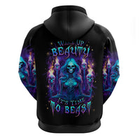 Witch Skull Zip Hoodie Wake Up Beasuty I't Time To Beast - Wonder Print Shop