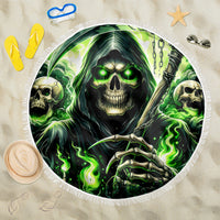 Flame Reaper Skull Beach Blanket I'm Not Anti Social I'm Just Not User Friendly - Wonder Print Shop