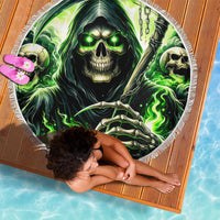 Flame Reaper Skull Beach Blanket I'm Not Anti Social I'm Just Not User Friendly - Wonder Print Shop
