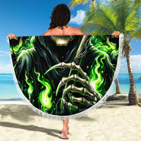 Flame Reaper Skull Beach Blanket I'm Not Anti Social I'm Just Not User Friendly - Wonder Print Shop