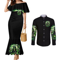 Flame Reaper Skull Couples Matching Mermaid Dress and Long Sleeve Button Shirt I'm Not Anti Social I'm Just Not User Friendly