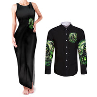 Flame Reaper Skull Couples Matching Tank Maxi Dress and Long Sleeve Button Shirt I'm Not Anti Social I'm Just Not User Friendly - Wonder Print Shop