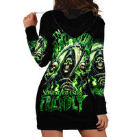 Flame Reaper Skull Hoodie Dress I'm Not Anti Social I'm Just Not User Friendly - Wonder Print Shop