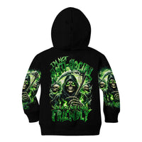 Flame Reaper Skull Kid Hoodie I'm Not Anti Social I'm Just Not User Friendly - Wonder Print Shop