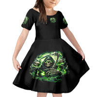 Flame Reaper Skull Kid Short Sleeve Dress I'm Not Anti Social I'm Just Not User Friendly - Wonder Print Shop