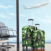 Flame Reaper Skull Luggage Cover I'm Not Anti Social I'm Just Not User Friendly - Wonder Print Shop