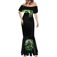Flame Reaper Skull Mermaid Dress I'm Not Anti Social I'm Just Not User Friendly - Wonder Print Shop