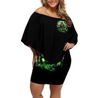Flame Reaper Skull Off Shoulder Short Dress I'm Not Anti Social I'm Just Not User Friendly - Wonder Print Shop